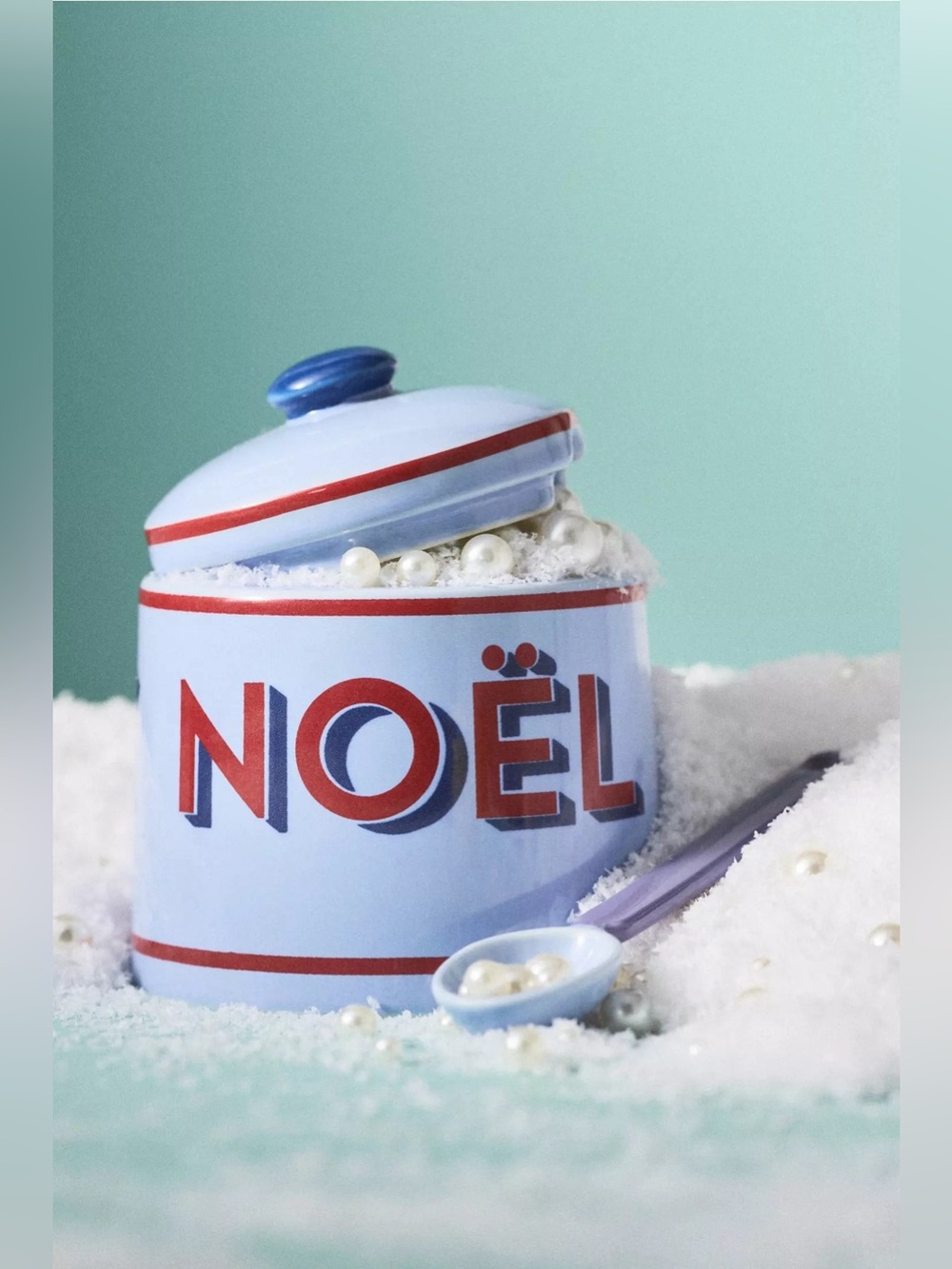 NWT Anthropologie Après Ski Handpainted Stoneware Sugar Pot Set